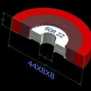 GALET DE POLIURETANO 44 X 8 X 11 mm - RETO